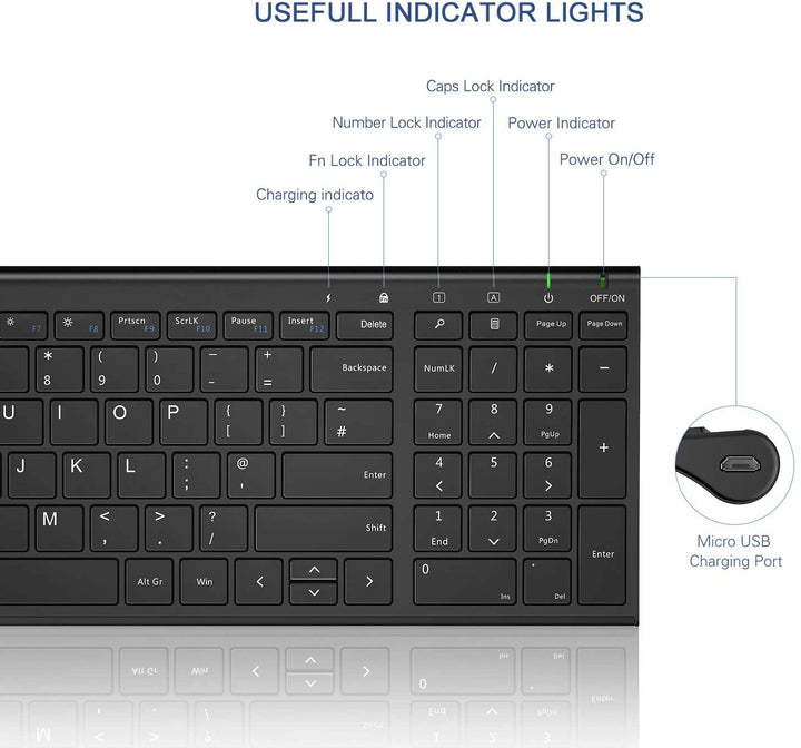 WGJP-031B Wireless Ultra Slim Keyboard Mouse Combo