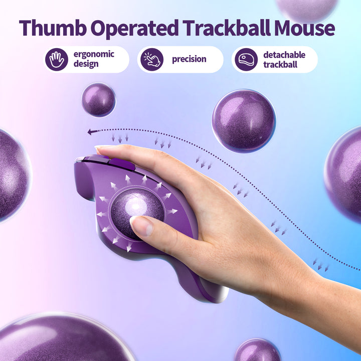 Thumb operated Trackball Mouse, ergonomic, precision and detachable trackball