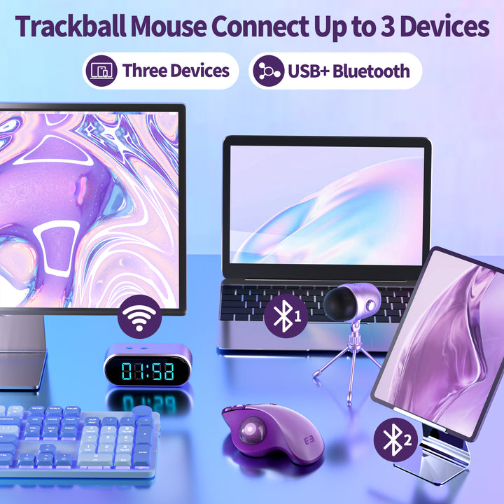 SEENDA MOU-301 Trackball Mouse Connect Up to 3 Devices, USB+ Bluetooth.