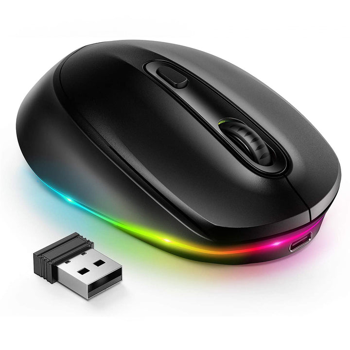 Wireless Mouse Rechargeable LED Rainbow Light Up for Computer